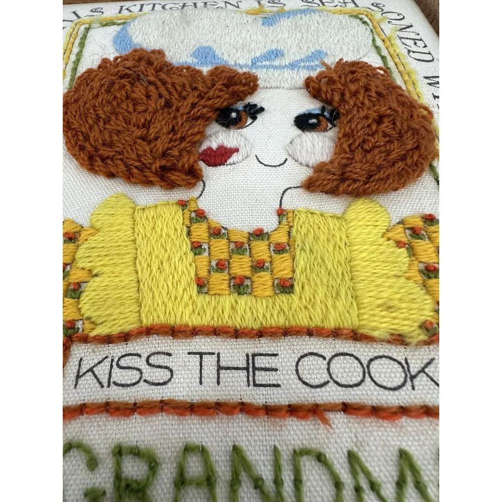 Vintage‎ 1981 Kiss The Cook Handmade Wall Wooded Framed Hanger 3D Picture Retro